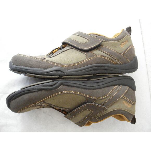 AHNU YOUTH SZ US 3M EUR 34 GREEN & BROWN NUBUCK LEATHER OXFORD WALKING SHOE - Picture 6 of 8